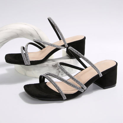 Damen Elegante Sandalen mit funkelnden Riemen und blockiertem Absatz Stalluxe
