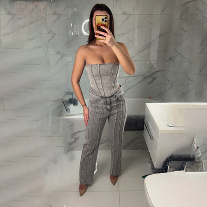 Damen Glamouröse Jeans mit funkelnden Applikationen Stalluxe