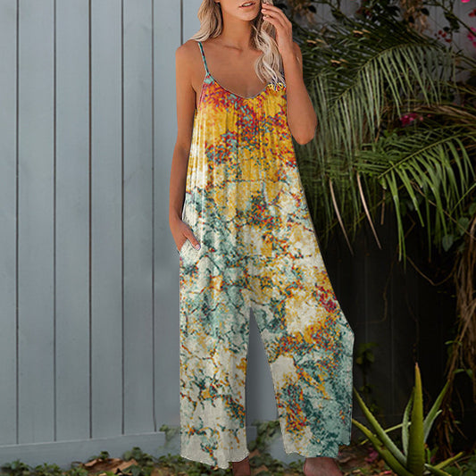 Damen Sommerlicher Overall mit floralem Design und praktischen Taschen Stalluxe