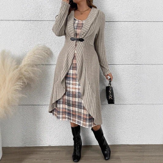 Damen Strickjacke mit asymmetrischem Schnitt und dekorativem Gürtel Stalluxe