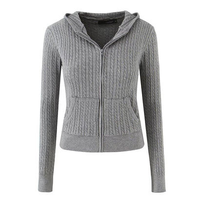 Damen modische Sweatjacke mit Struktur und integrierter Kapuze Stalluxe