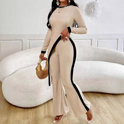 Damen lässiger Jumpsuit mit strukturiertem Stoff und kontrastierenden Details Stalluxe