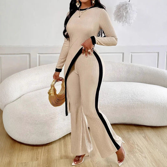 Damen lässiger Jumpsuit mit strukturiertem Stoff und kontrastierenden Details Stalluxe
