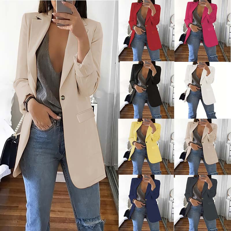 Damen Eleganter Blazer mit tiefem V-Ausschnitt und schmalem Schnitt Stalluxe
