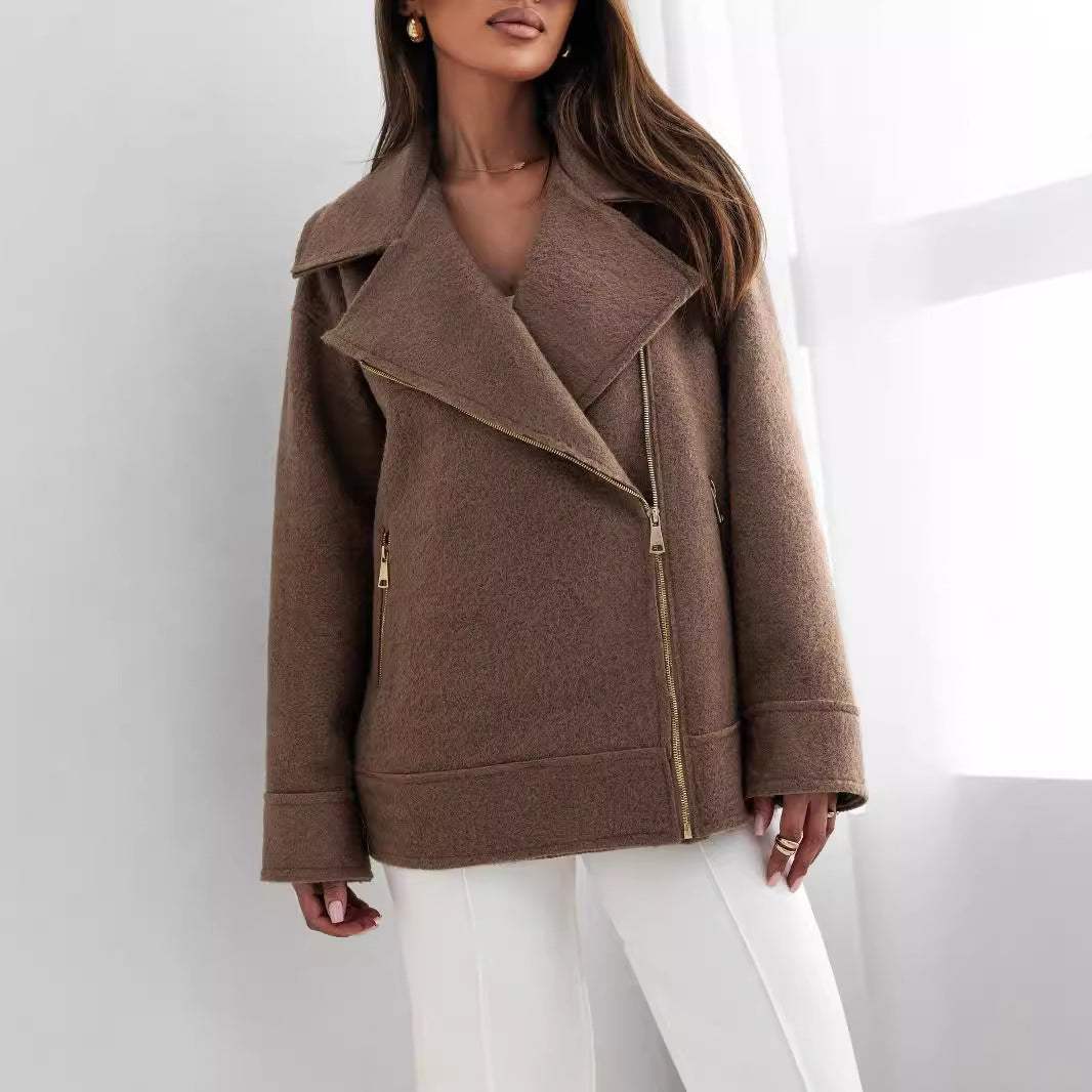 Damen Oversized Jacke mit Reißverschluss und weichem Material Stalluxe