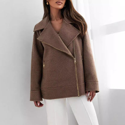 Damen Oversized Jacke mit Reißverschluss und weichem Material Stalluxe
