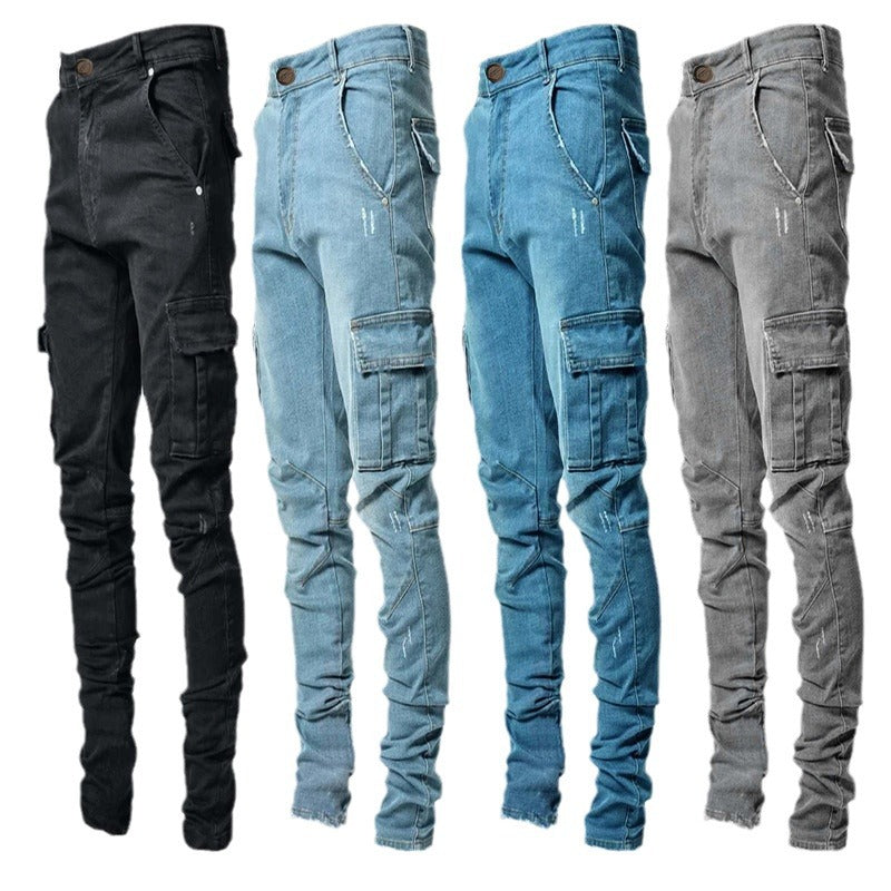 Herren Cargo-Denim-Hose im modernen Slim Fit mit praktischen Seitentaschen Stalluxe