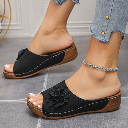 Damen bequeme und elegante Riemchen-Pantoletten mit floralem Design Stalluxe