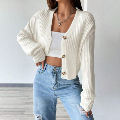 Damen modische Strickjacke mit V-Ausschnitt und Knopfleiste Stalluxe