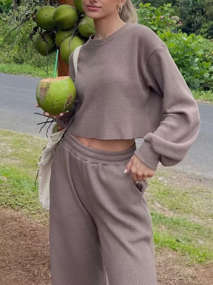 Damen lässiges Sport-Set mit weitem Schnitt und Rippstruktur Stalluxe