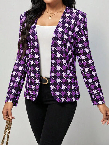 Damen modischer Blazer mit auffälligem Hahnentritt-Muster und elegantem Schnitt Stalluxe