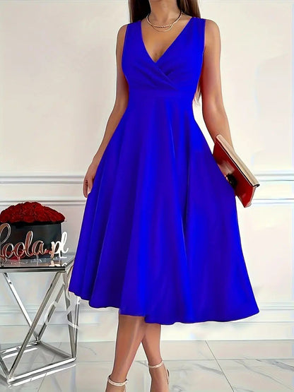 Damen elegantes A-Linie Wickelkleid mit V-Ausschnitt Stalluxe