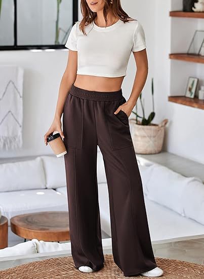 Damen Weite Sporthose mit elastischem Bund und praktischen Seitentaschen Stalluxe