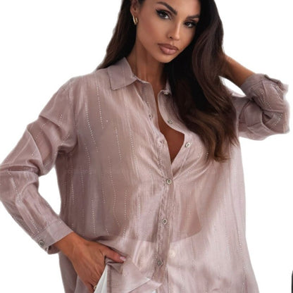 Damen lässige Bluse mit funkelnden Akzenten Stalluxe