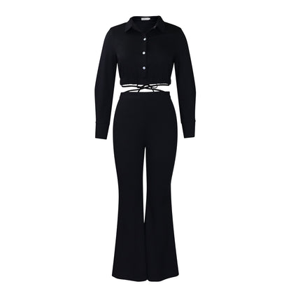 Damen modisches Crop-Top mit weitem Hosen Stalluxe