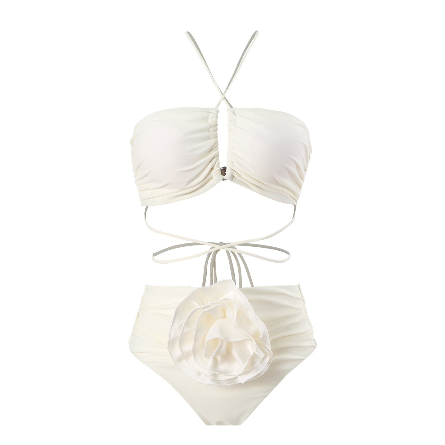 Damen Bandeau-Bikini mit floralem Detail und verstellbaren Trägern Stalluxe