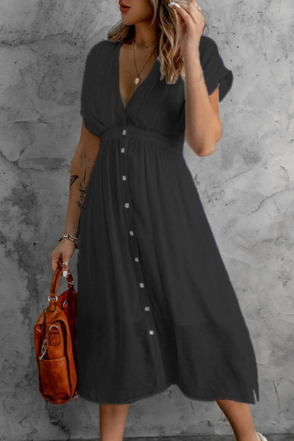 Damen entspannendes Kleid mit Knopfleiste und fließendem Schnitt Stalluxe