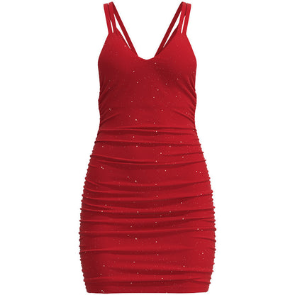 Damen Figurbetontes Minikleid mit Spaghettiträgern und Raffungen Stalluxe