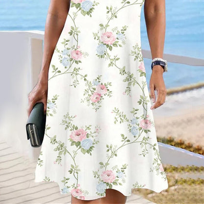 Damen Blumenkleid mit luftigen Spitzenärmeln und elegantem V-Ausschnitt Stalluxe