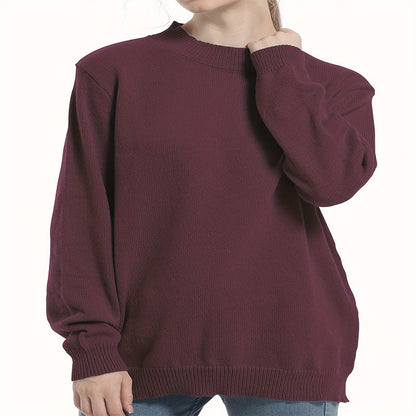 Damen Grobstrickpullover mit Rundhals und lässigem Schnitt Stalluxe Zinnoberrot