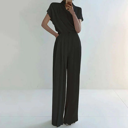 Damen Eleganter Jumpsuit mit weitem Bein und tailliertem Schnitt Stalluxe