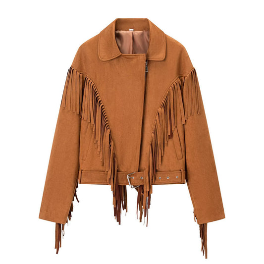 Damen modische Fransenjacke im Western-Stil Stalluxe