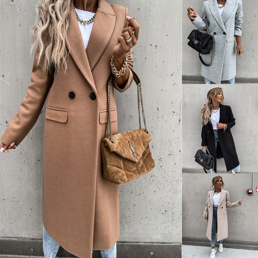 Damen eleganter Langblazer mit Taschen und schmalem Schnitt Stalluxe