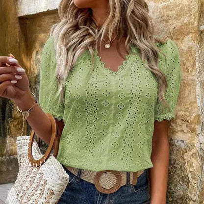 Damen Bluse mit Lochstickerei Stalluxe