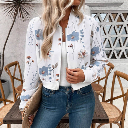 Damen Bomberjacke mit floralem Design und elastischen Bündchen Stalluxe
