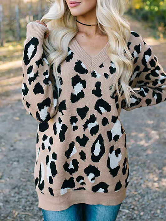 Damen Strickpullover mit modernem Leopardenmuster Stalluxe