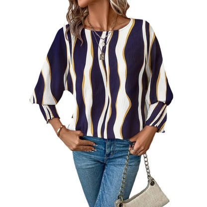 Damen Elegante blusige Oberteil mit Wellenmuster Stalluxe