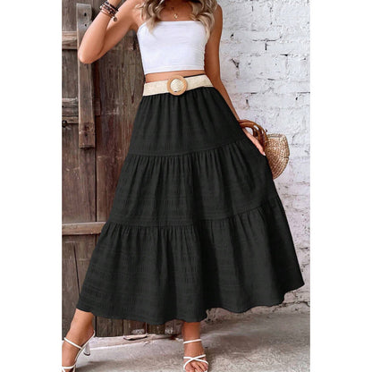 Damen Midirock mit Stufen und elastischem Bund Stalluxe