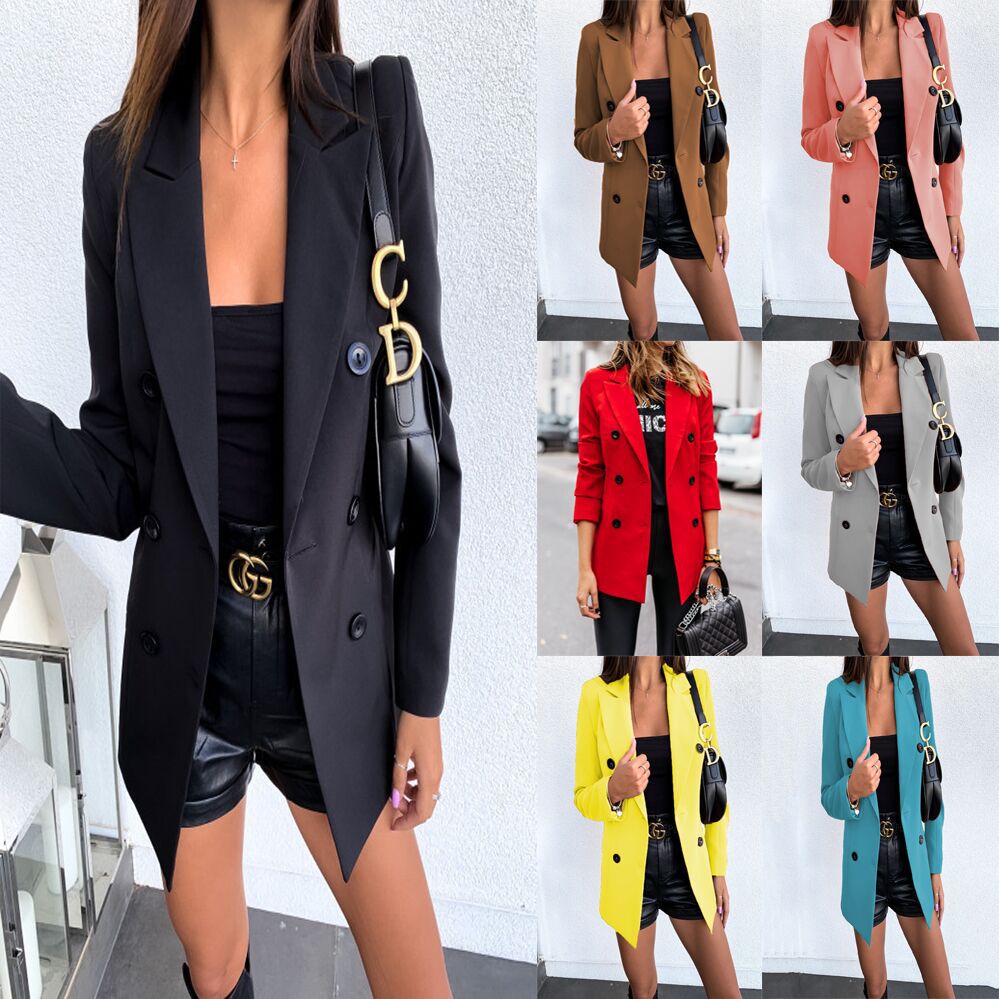 Damen eleganter Blazer mit doppelter Knopfleiste und tailliertem Schnitt Stalluxe