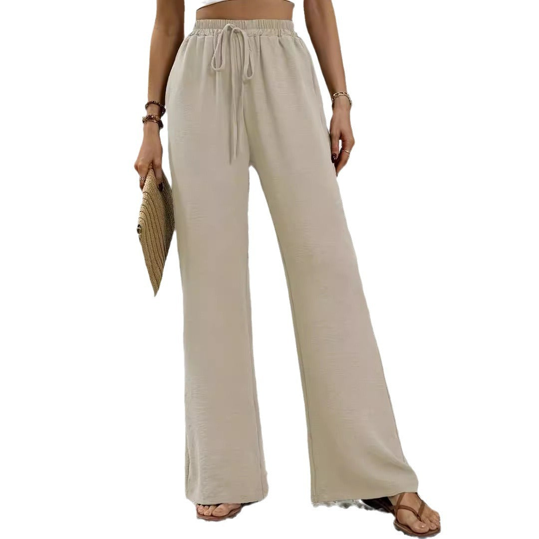 Damen weite Relaxed-Lounge-Hose mit elastischem Bund und Kordelzug Stalluxe