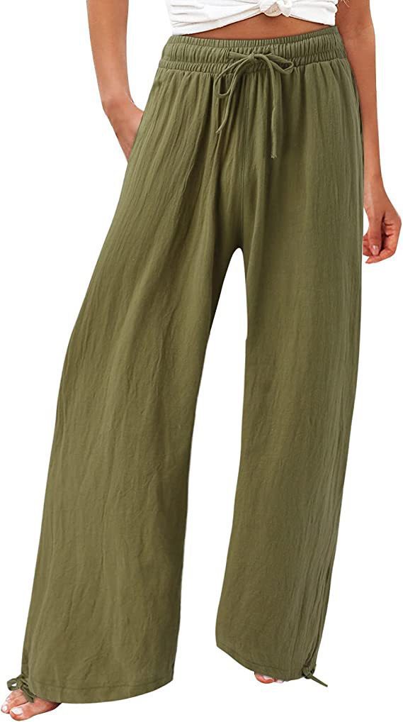 Damen Weite Sommerhose aus leichtem Material mit verstellbarem Bund Stalluxe