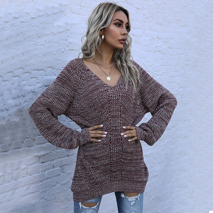 Damen Oversized Pullover mit V-Ausschnitt und Strukturmuster Stalluxe