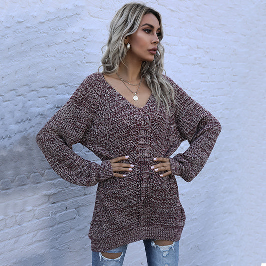 Damen Oversized Pullover mit V-Ausschnitt und Strukturmuster Stalluxe
