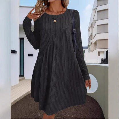 Damen lässiges Strickkleid mit long-sleeve und asymmetrischem Saum Stalluxe