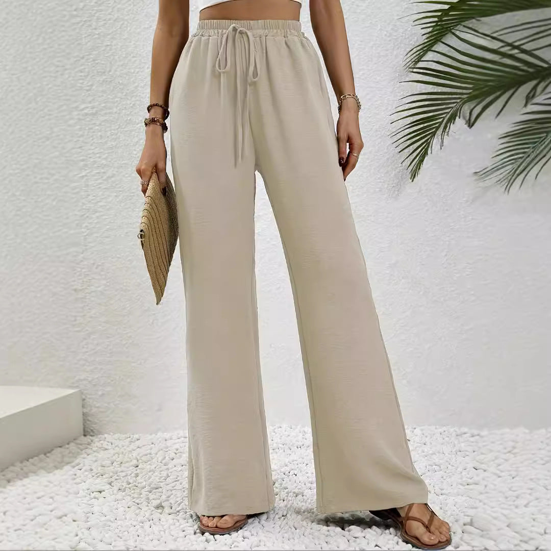 Damen weite Relaxed-Lounge-Hose mit elastischem Bund und Kordelzug Stalluxe
