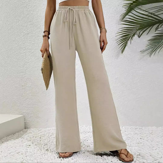 Damen weite Relaxed-Lounge-Hose mit elastischem Bund und Kordelzug Stalluxe