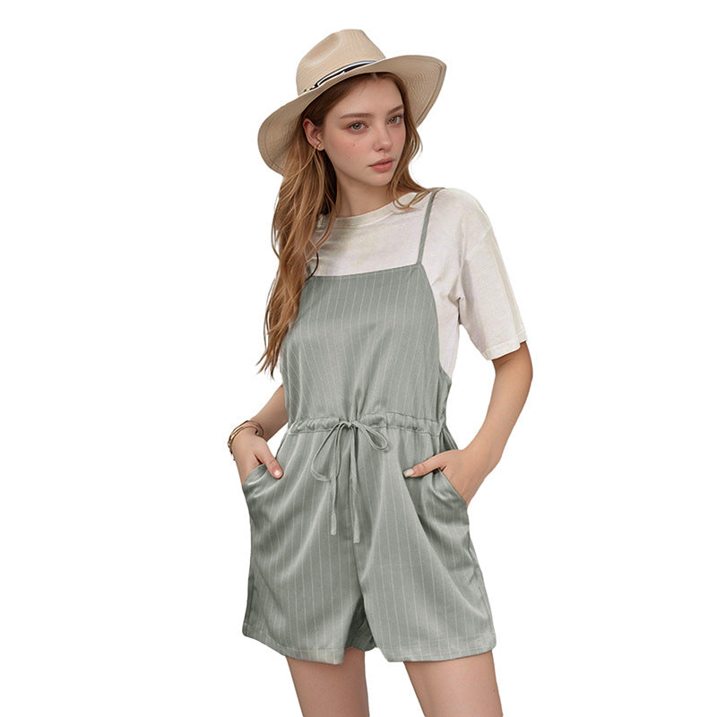 Damen Jumpsuit mit schicker Streifenoptik und verstellbarem Taillenzug Stalluxe