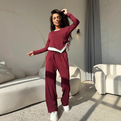 Damen lässiger Pyjama-Anzug aus atmungsaktivem Material Stalluxe