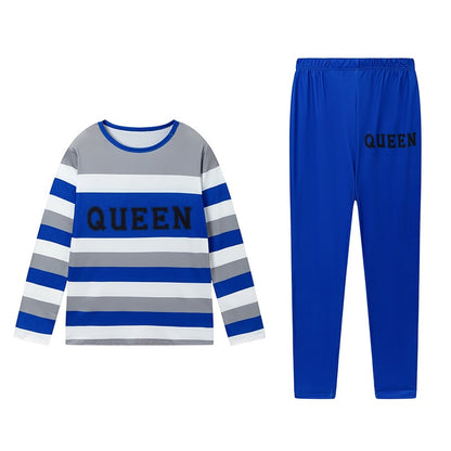 Damen Freizeit-Loungewear-Set mit gestreiftem Langarmshirt und bequemer Hose Stalluxe