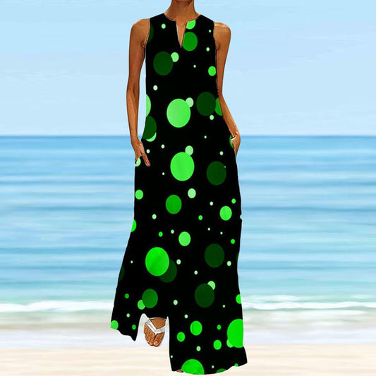 Damen Maxikleid mit modernem Punktedesign Stalluxe