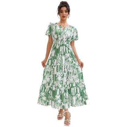 Damen Maxikleid mit floralem Druck und voluminösem Rock Stalluxe