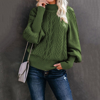 Damen Strickpullover mit hohem Kragen und voluminösen Ärmeln Stalluxe