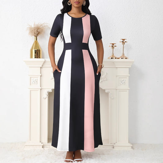 Damen Maxikleid mit modischem Blockstreifen-Design und praktischen Taschen Stalluxe