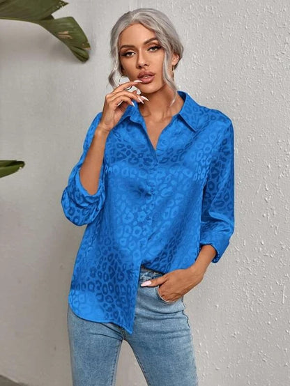 Damen elegante Hemdbluse mit modischem Leopardenmuster Stalluxe