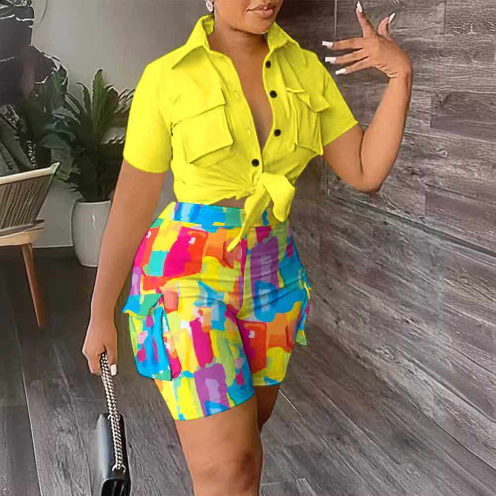 Damen Freizeit Set mit modischem Hemd und stylischen Shorts Stalluxe