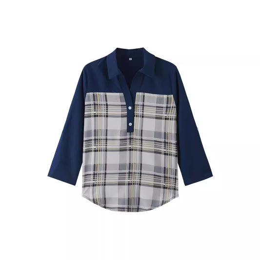 Damen Bluse mit modischem Karomuster und eleganter Knopfleiste Stalluxe